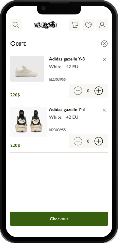 8Crew cart on mobile